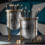 Enchanted brass and glass pen holder small