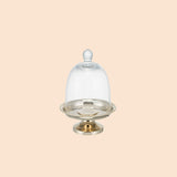 Brass and glass cake stand small