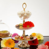 Brass cake stand with three glass shelves