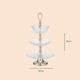 Brass cake stand with three glass shelves
