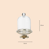 Brass cake stand with glass dome