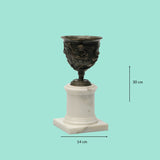 Hercules black wax brass cup with white marble