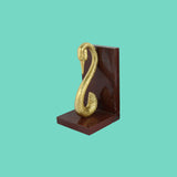 Red marble bookend with brass swan