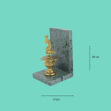 Green marble bookend with brass dolphin