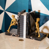 Black marble bookend with brass jester