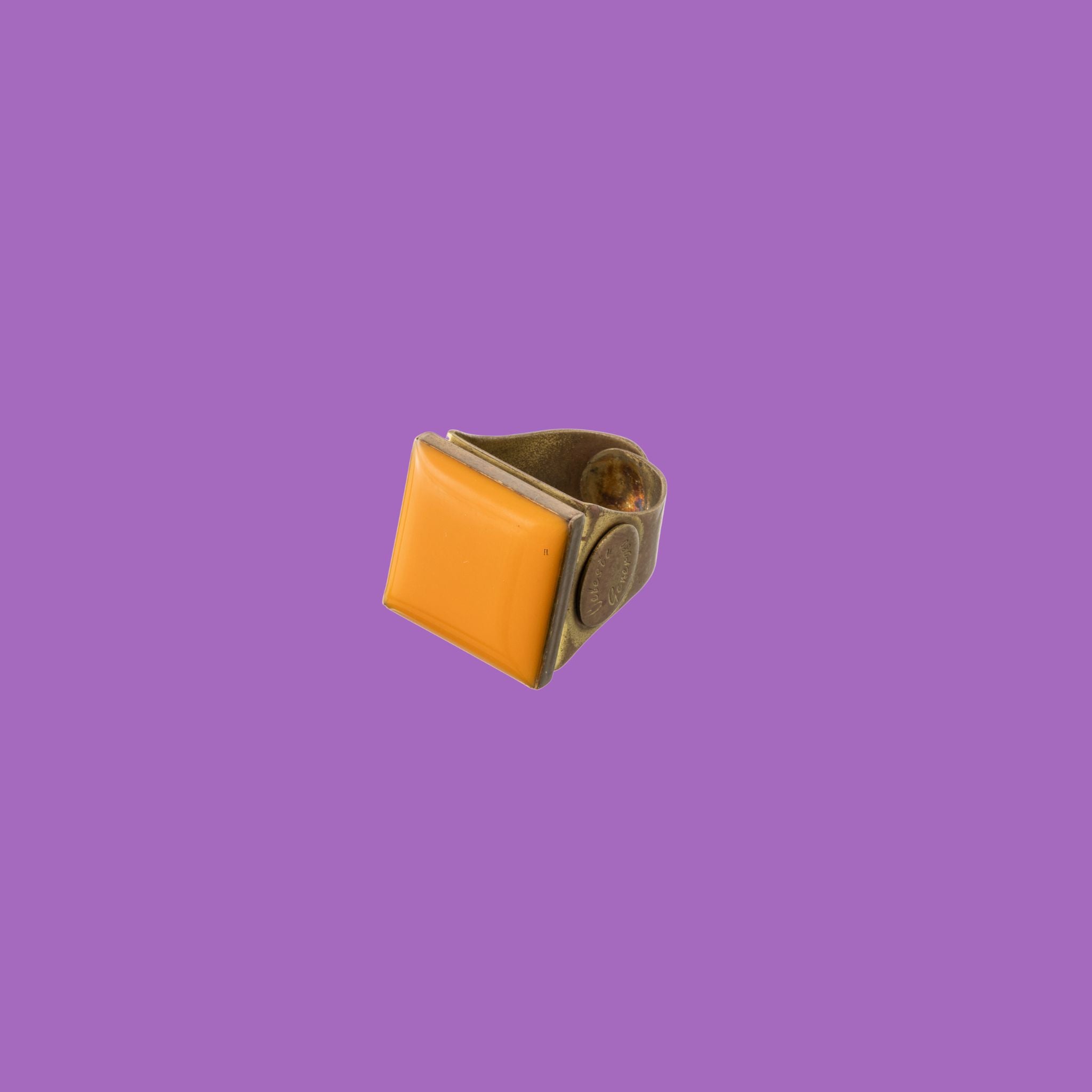 Anello arancione in ottone Betty Boop a forma di quadrato, realizzato in ottone di alta qualità